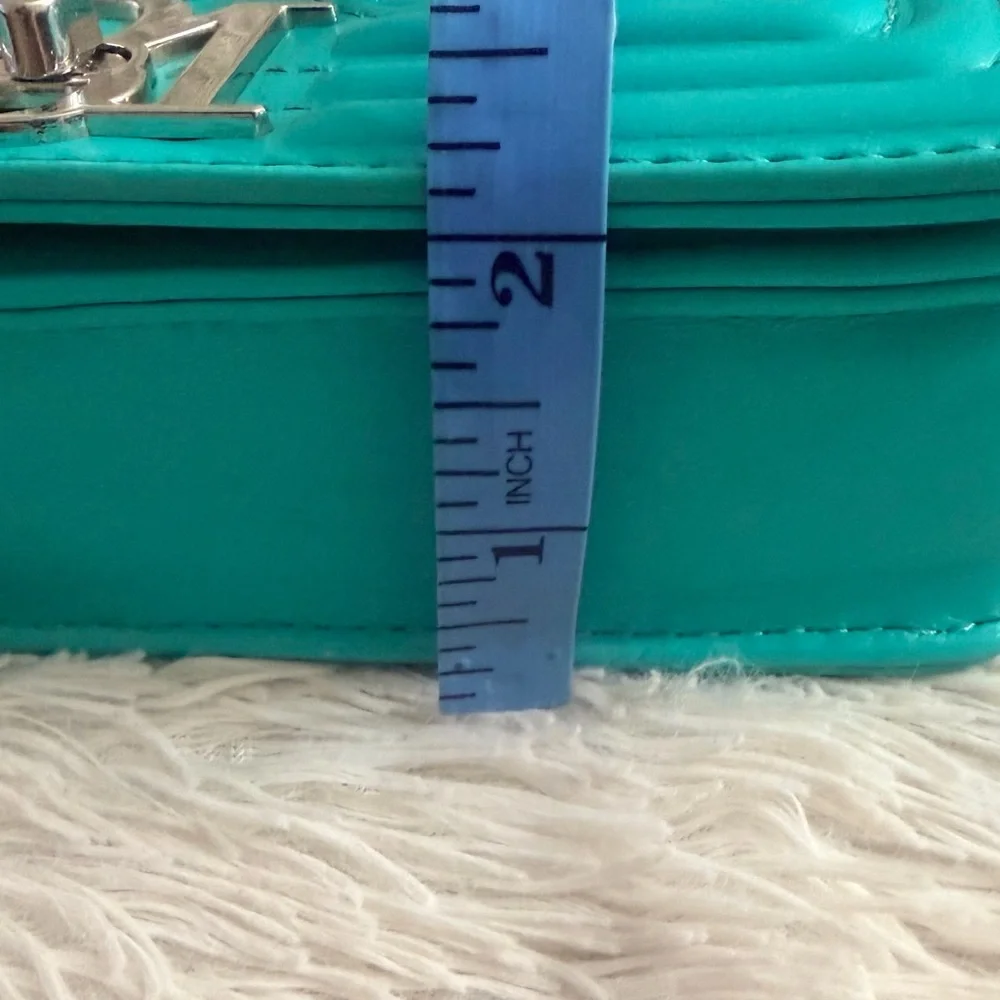 Badgley Mischka Small Chevron Quilted Crossbody Bag In Green Teal - NWT